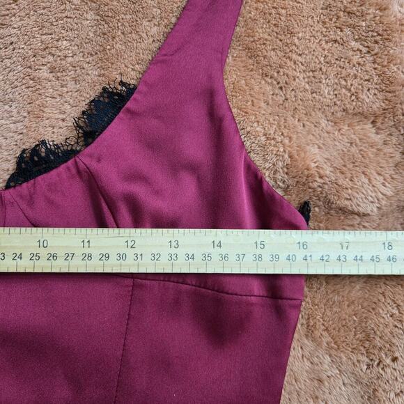 Fame and Partners Womens Ara Red Satin Lace Gown Dress 8 Romantic Vamp Trumpet - Picture 11 of 12